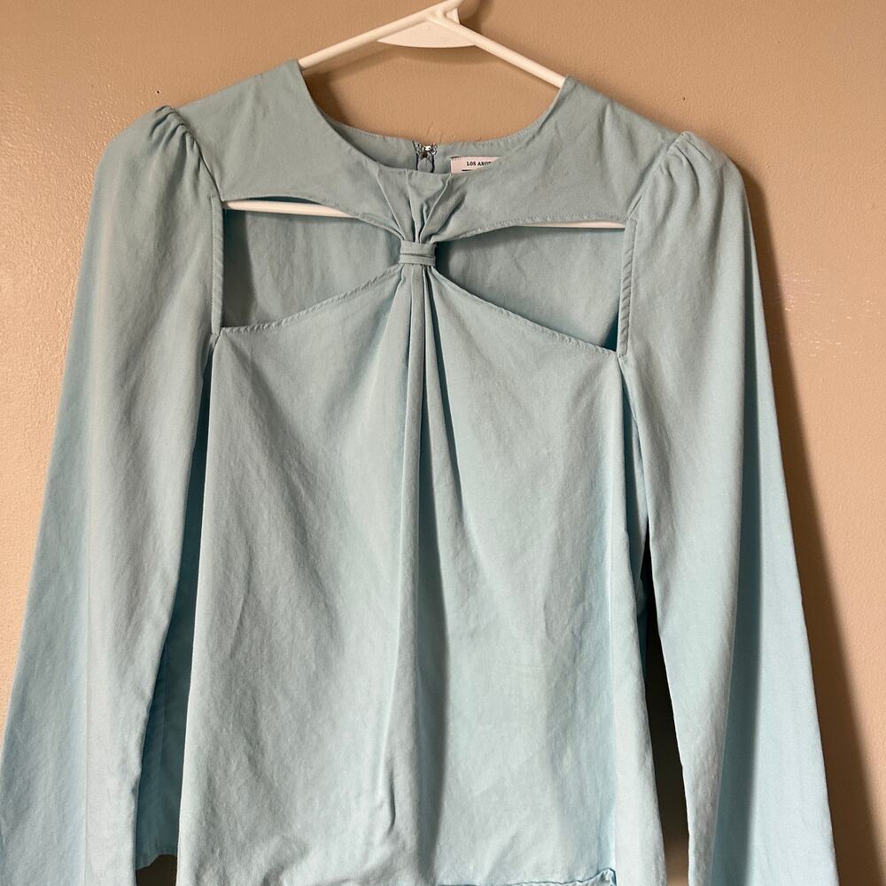 & Other Stories Womens 4 Light Blue Twist Detail Cut Out Long Sleeve Blouse - Picture 4 of 10
